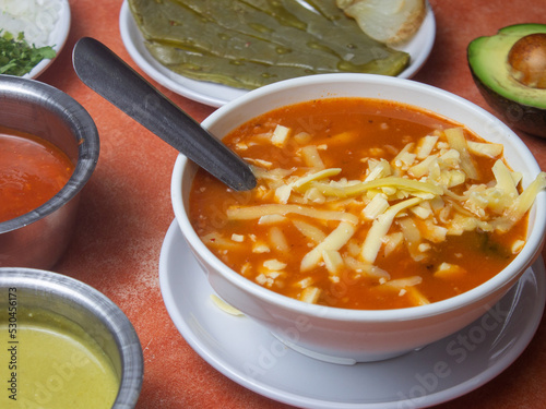 mexican bowl of soup with cheese