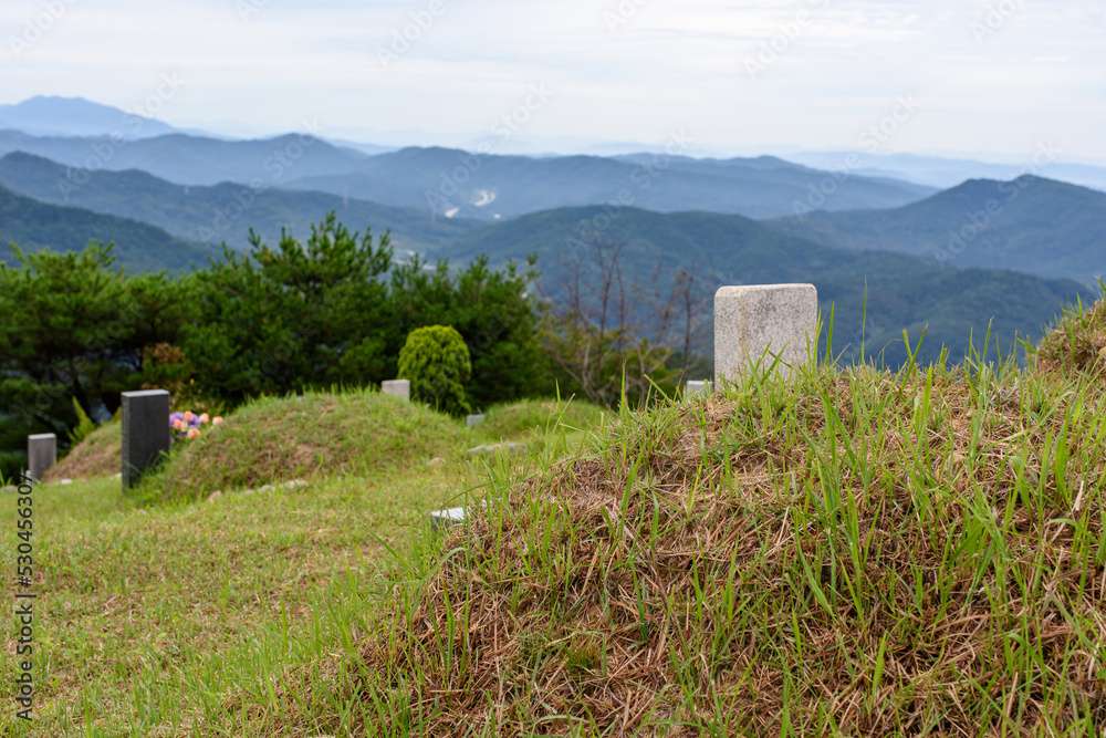 A cemetery on a Korean mountain