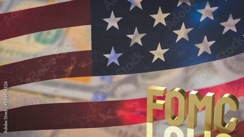 The gold text fomc or Federal Open Market Committee for business concept 3d rendering