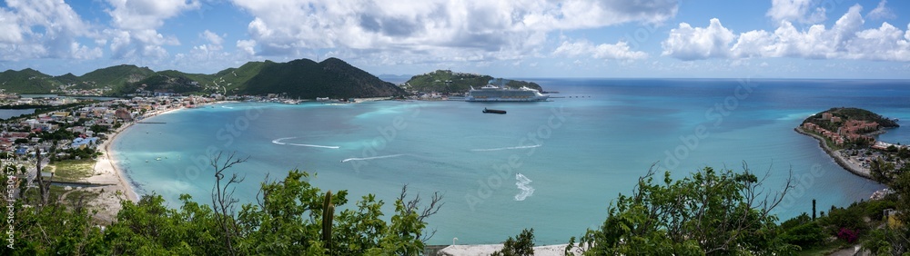 Great Bay and the town of Philipsburg, the capital of the Dutch side of the Caribbean island of St Martin Great Bay and the town of Philipsburg, the capital of the Dutch side of the Caribbean island of St Martin