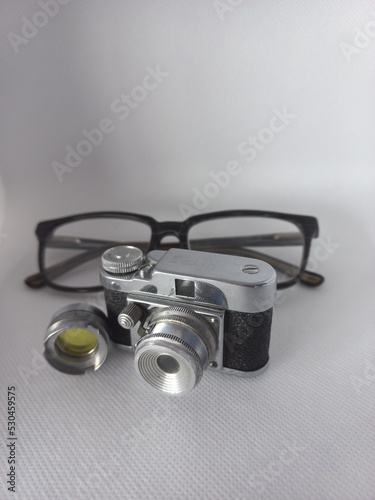 cámara vintage y lentes