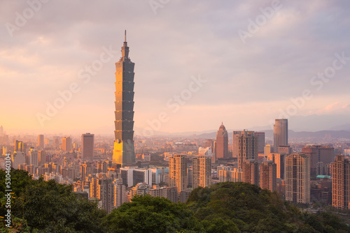 Sunset over Taipei skyline