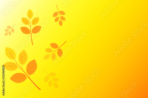 yellow background leaves. Stage showcase. Abstract wall background. Vector illustration. Stock image.
