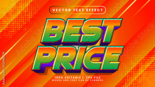 Best price sale text effect with colorful text style and orange background