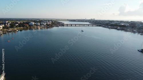 Sailboats in the channel