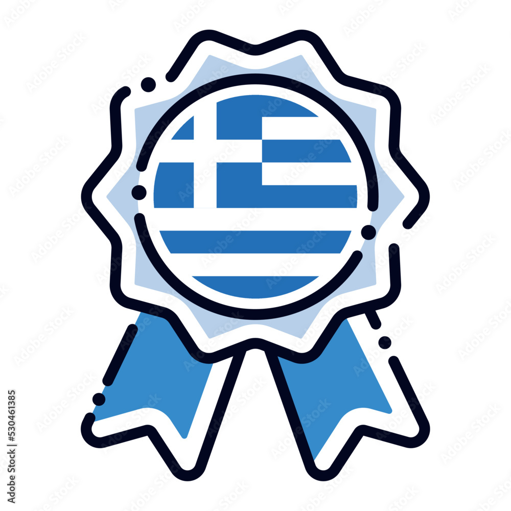 Isolated silk medal icon with the flag of Greece Vector