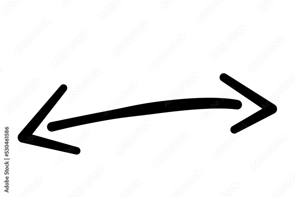 Abstract hand drawn arrow. Icon or sticker with straight arrow pointing left and right. Design element for applications and websites. Cartoon simple linear vector illustration in doodle style Abstract hand drawn arrow. Icon or sticker with straight arrow pointing left and right. Design element for applications and websites. Cartoon simple linear vector illustration in doodle style