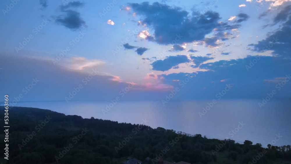 Timelapse of sunset near the sea, drone shot 4K Timelapse of sunset near the sea, drone shot 4K