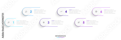 Vector Infographic label design template with icons and 6 options or steps. Can be used for process diagram, presentations, workflow layout, banner, flow chart, info graph.