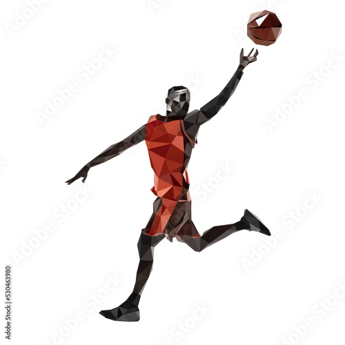 professional basketball player in sportswear with moving ball action low poly © Nitinan