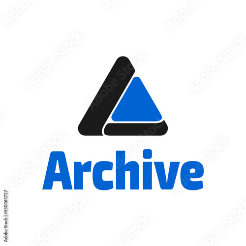 initial A with flat black and blue color style, archive type