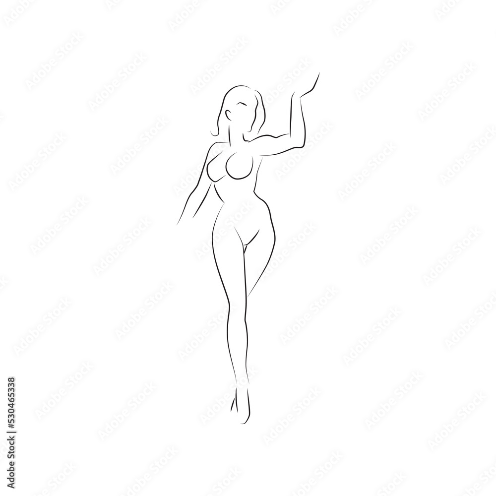 Line smooth of beautiful lady on white background vector illustration
