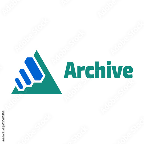 font A with flat green and blue color style, archive type