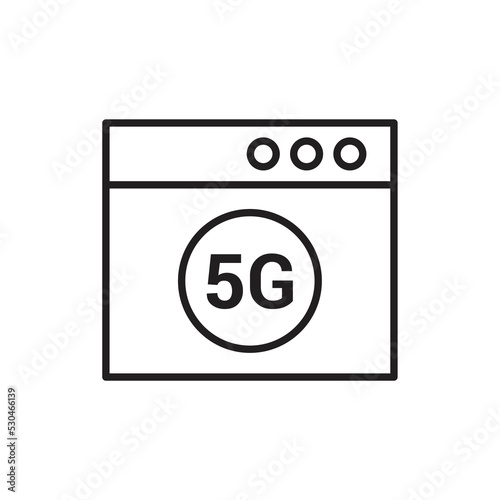 5G internet browser icon. 5g internet icon. Wifi web browser sign. Connection quality symbol. vector illustration