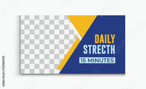 Fitness training workout video Thumbnail template design with the most attractive creative ideas. healthcare video cover. vector web banner layout