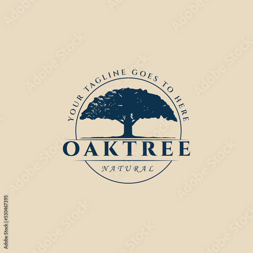 oak tree vintage logo, icon and symbol, with emblem vector illustration design