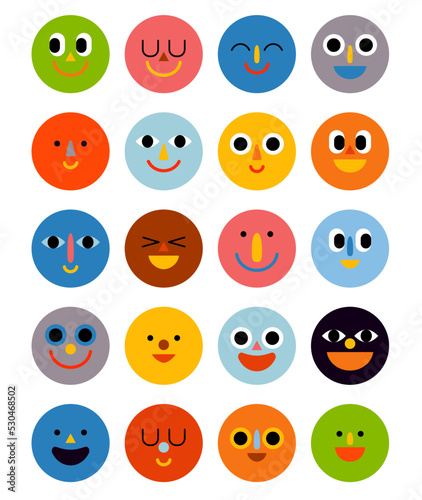 colorful smile emoticons in flat style