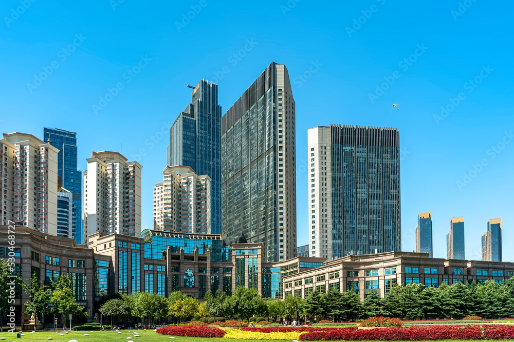 Fototapeta premium Modern urban architectural landscape of Qingdao, China