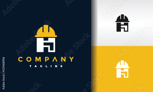 letter H helmet construction logo