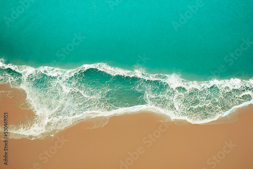 Soft waves of blue sea and sand on summer holidays beautiful beach with free space, Background, Design for backdrop or wallpaper and billboard, Travel concept, Selective focus © Rysak