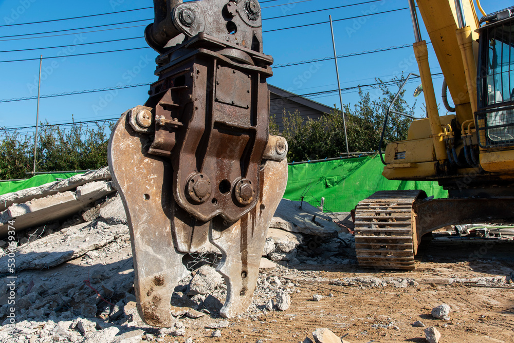 Foto Stock Large nibbler for demolition machine attachment, demolition