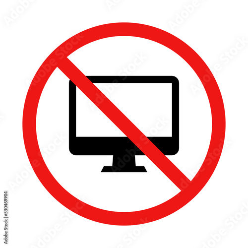 Vector No Computer Sign on White Background