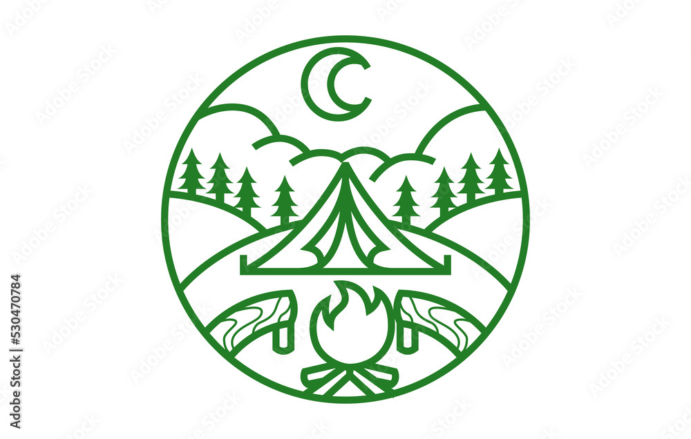 Camping Outdoor Campfire Logo Design Template Camping Outdoor Campfire Logo Design Template