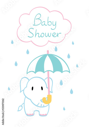 Baby shower card with elephant - hand drawn © niradj