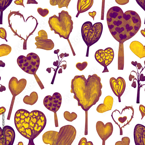 Watercolor pattern romantic heart, gradient effect, vintage style, hand drawn illustration, isolated and seamless for your design