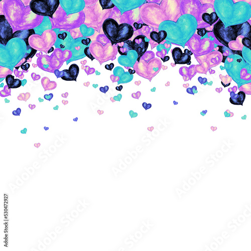 watercolor heart colorful  for valentine's day, background for your letters and template for your postcard design	