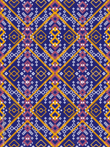 thai art pattern seamless pattern with shapes seamless geometric pattern with triangles Ethnic Pattern bule yellow