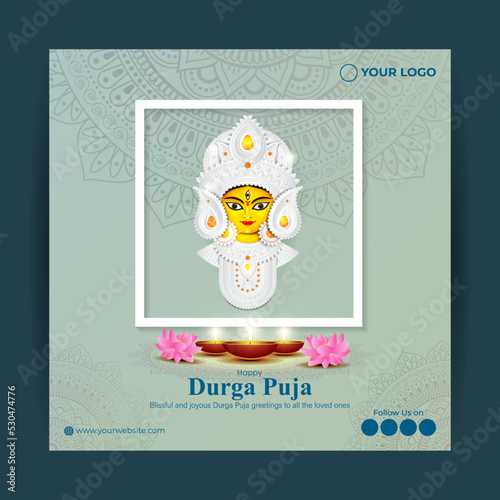 Vector illustration of Happy Durga Puja Subh Navratri