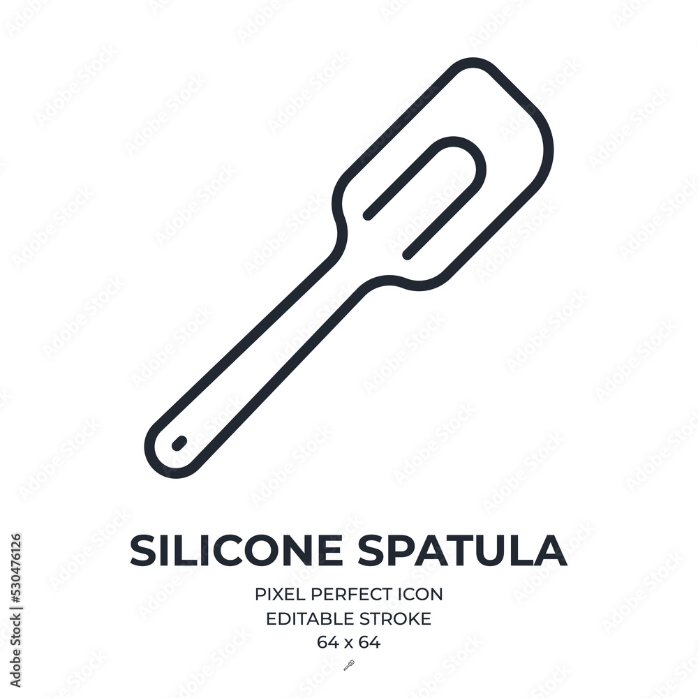 Silicone spatula editable stroke outline icon isolated on white background flat vector illustration. Pixel perfect. 64 x 64. Silicone spatula editable stroke outline icon isolated on white background flat vector illustration. Pixel perfect. 64 x 64.