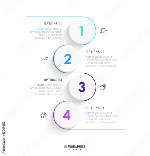Vector Infographic label design template with icons and 4 options or steps. Can be used for process diagram, presentations, workflow layout, banner, flow chart, info graph.