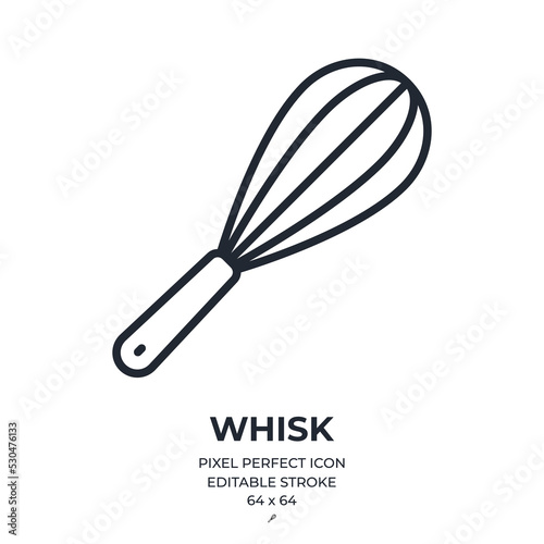 Whisk editable stroke outline icon isolated on white background flat vector illustration. Pixel perfect. 64 x 64.