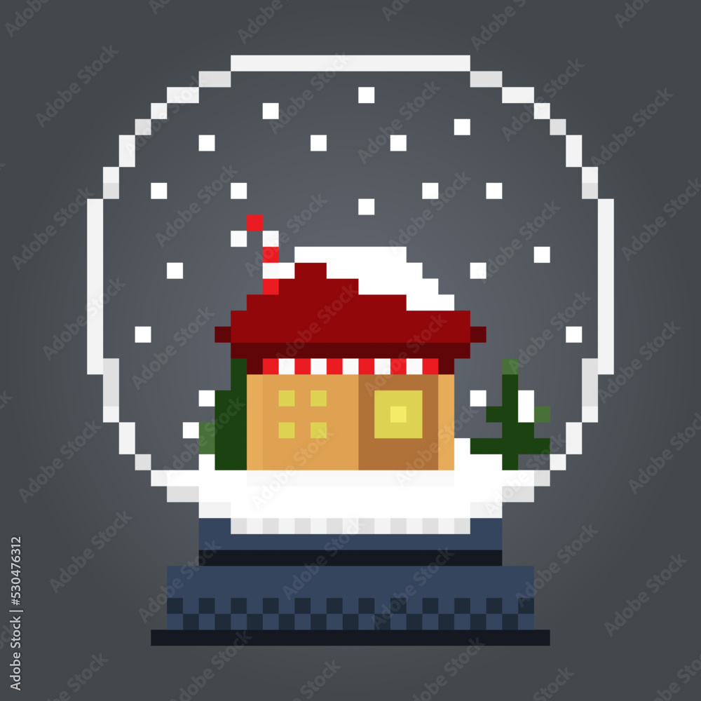 Pixel christmas globe home snow