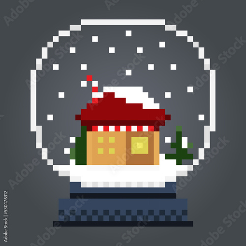 Pixel christmas globe home snow © SofyaStesh