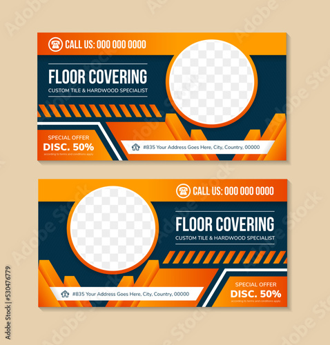 floor covering brochure flyer geometric design layout template in standart size With texture of blue background, Vector illustration modern design. diagonal line pattern. space photo collage and text.