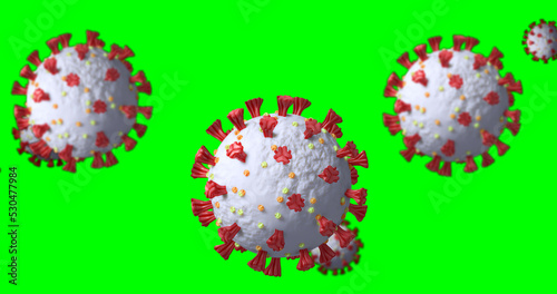 Image of Coronavirus cells spinning on green screen