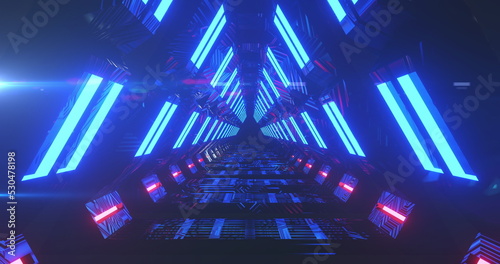 Image of tunnel with blue lights moving in a seamless loop