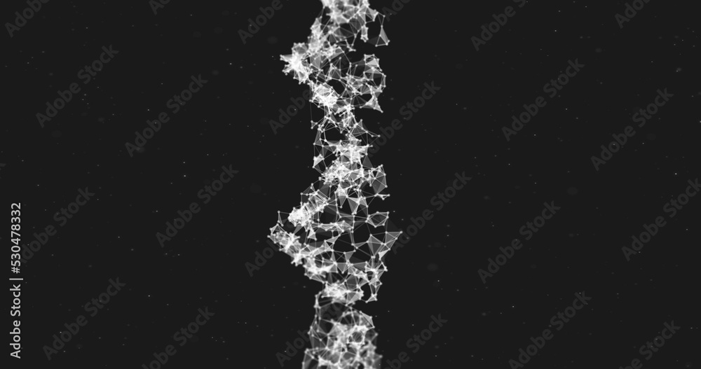 Fototapeta premium Network of connections forming DNA structure against black background
