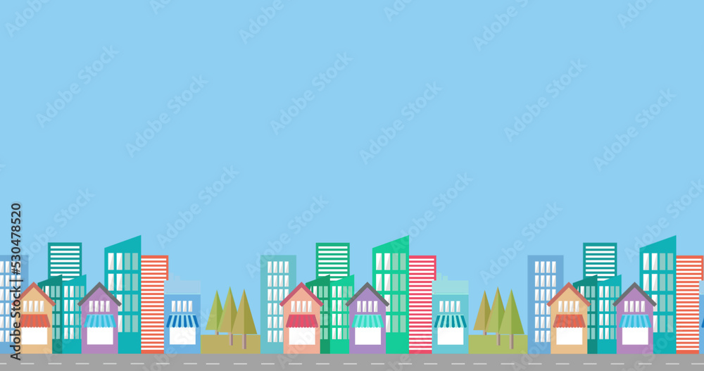 Image of cityscape against blue background