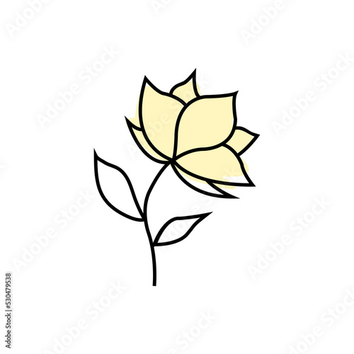 black silhouette of a flower isolated on a white background. Vector illustration