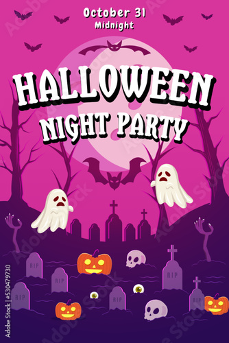 halloween night party poster banner illustration design