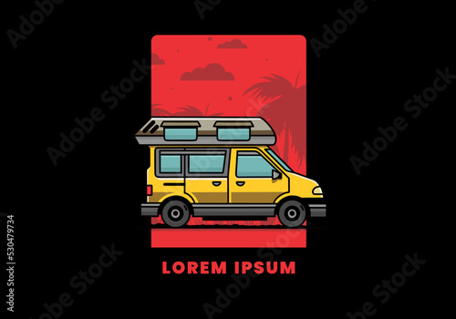 Van camper illustration badge design