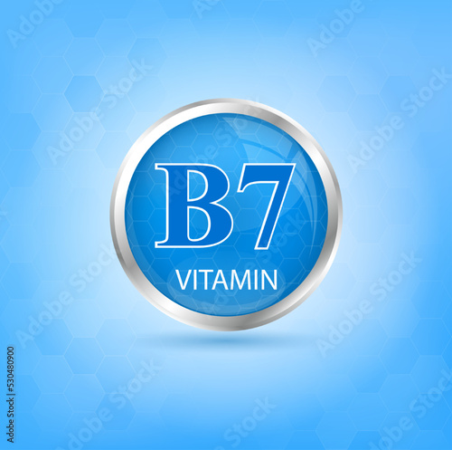 Vitamin B2 icon structure blue substance. 3D Vector Illustration. Personal care, beauty concept. Medicine health symbol of thiamine. Drug business concept. Vitamin complex with chemical formula.