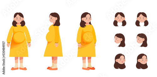 The basic pose of a pregnant woman character
