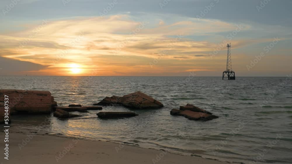 Stunning sunset scene over ocean at Battery Bigelow, Fort De Soto Stunning sunset scene over ocean at Battery Bigelow, Fort De Soto