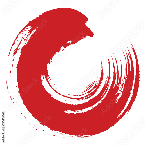 Red Zen Enso  Japanese Circle Blood Brush Paint Vector Logo Icon Illustration