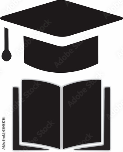 Vector education Icon with graduation hat and book. editable vector for multipurpose usage. eps 10.